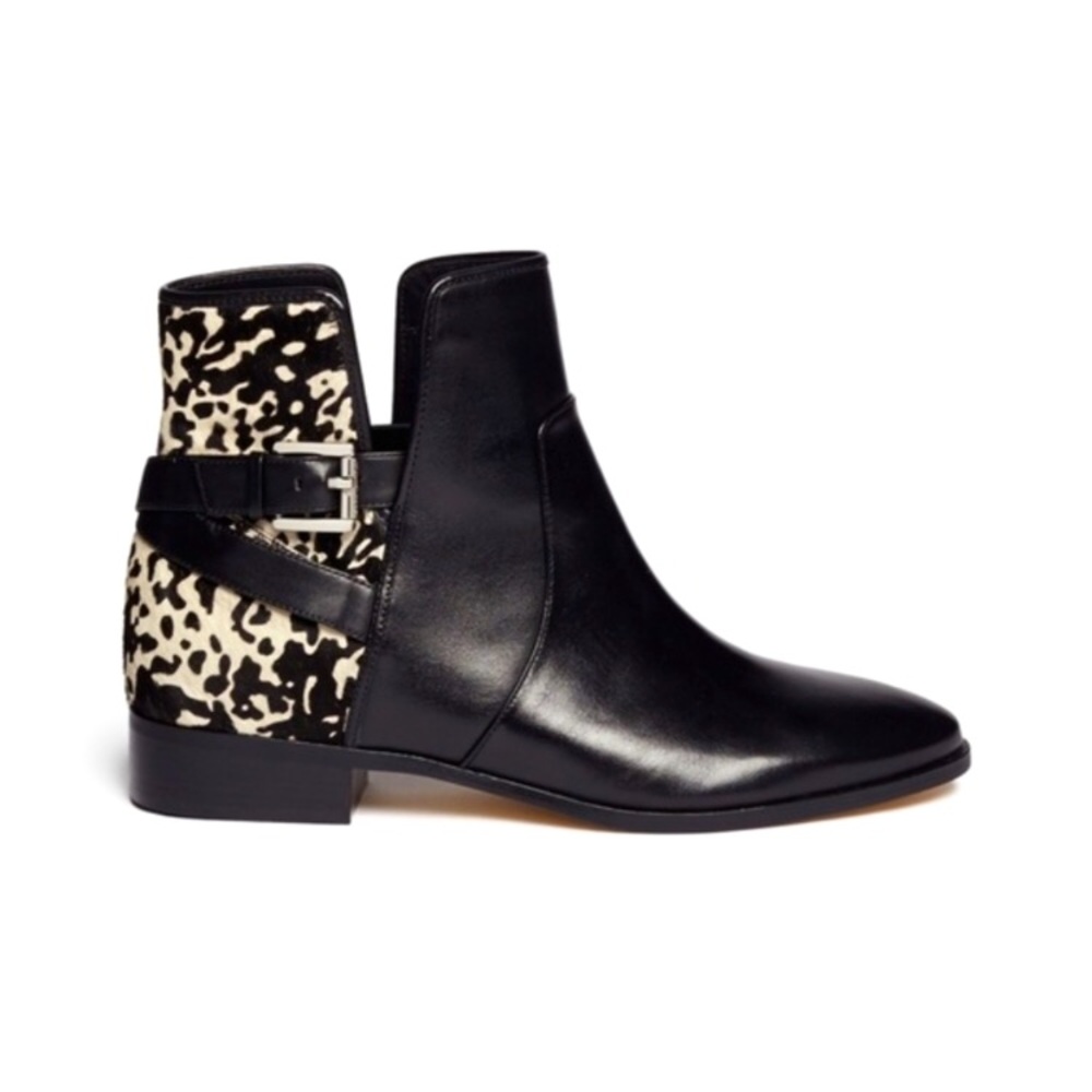 Michael Kors leather calf hair black cow boots